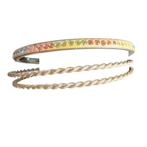 Elegant Goldtone and Multicolor Crystal Bangle Set